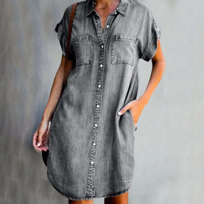 Livia™ | Refined Denim Dress with Contour Design