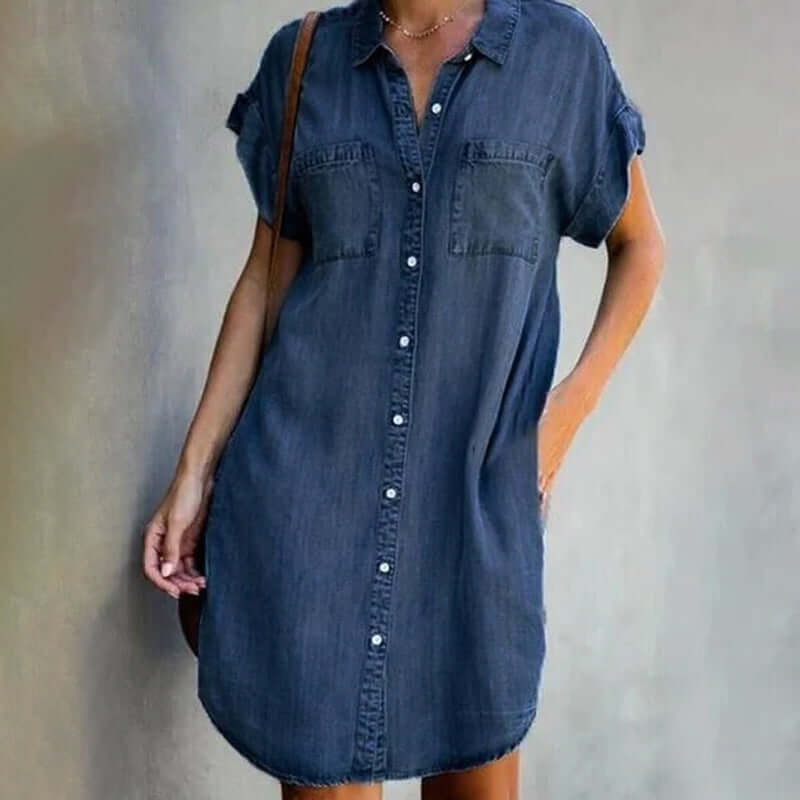 Livia™ | Refined Denim Dress with Contour Design